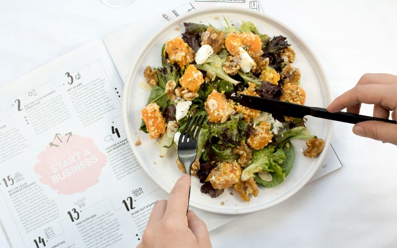 vegetable salad on white plate